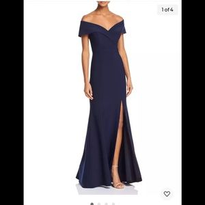 Aqua Royal blue off shoulder evening gown
